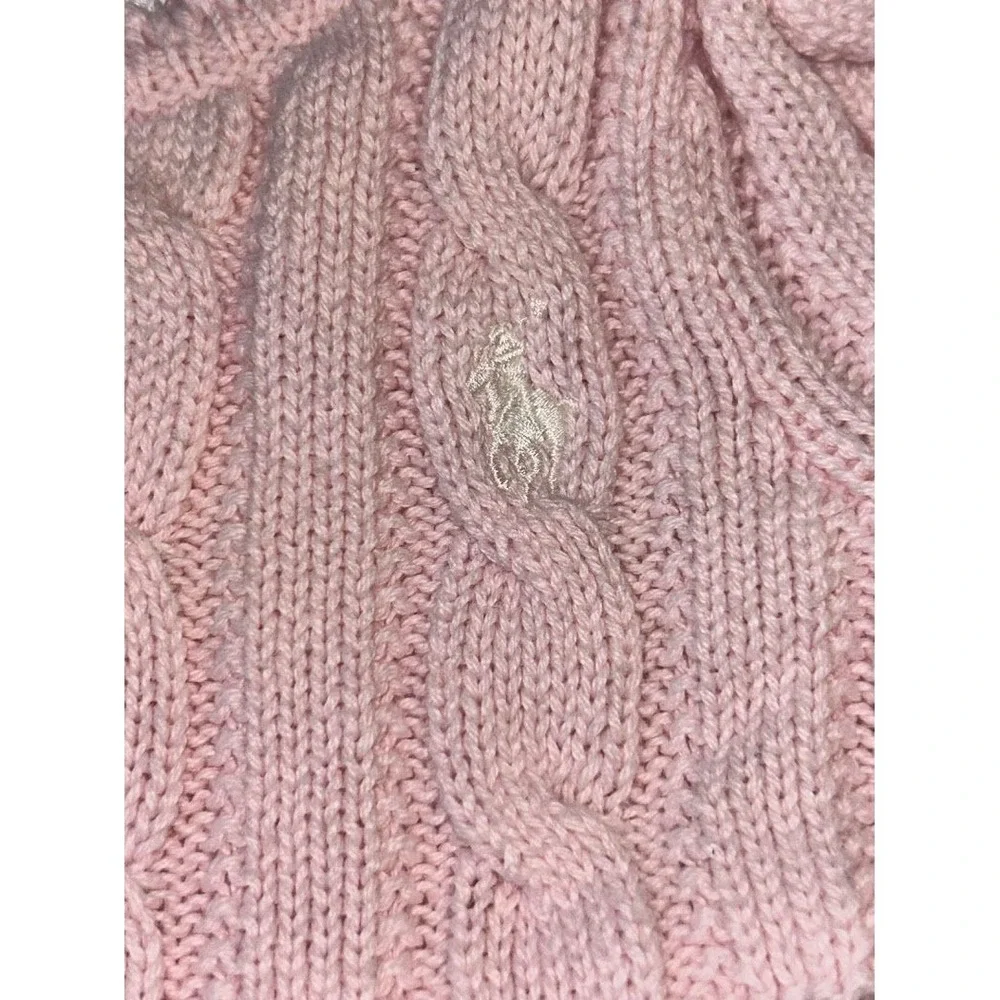 Ralph Lauren Baby‎ Girls Pink Cable Knit Sweater Dress Short Sleeve 6M Pony Logo